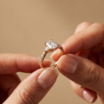 2CTW Emerald Lab Grown Diamond Three Stone Caelora Ring