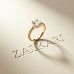 2CTW Emerald Lab Grown Diamond Three Stone Caelora Ring