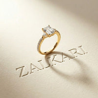 2CTW Emerald Lab Grown Diamond Three Stone Caelora Ring