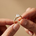 2CTW Emerald Lab Grown Diamond Three Stone Caelora Ring