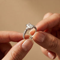 2CTW Emerald Lab Grown Diamond Three Stone Caelora Ring