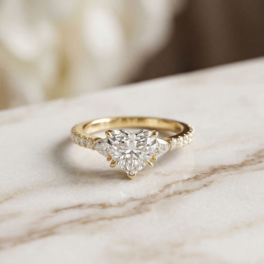 2CTW Heart Lab Grown Diamond Three Stone Virelle Ring