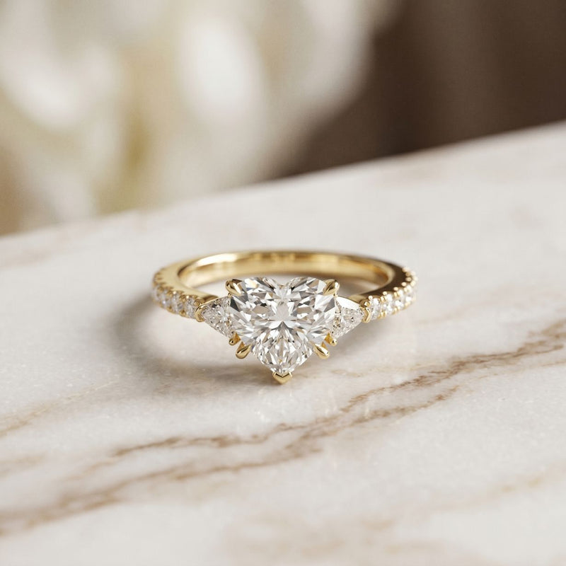 2CTW Heart Lab Grown Diamond Three Stone Virelle Ring