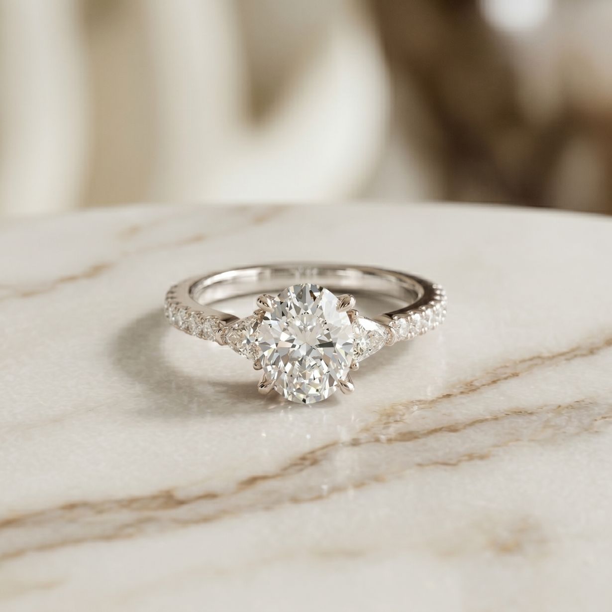 2CTW Elaria Oval Grace Lab Grown Diamond Three Stone Ring