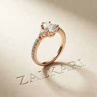 2CTW Pear Grace Lab Grown Diamond Valoria Three Stone Ring