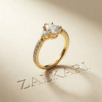 2CTW Pear Grace Lab Grown Diamond Valoria Three Stone Ring