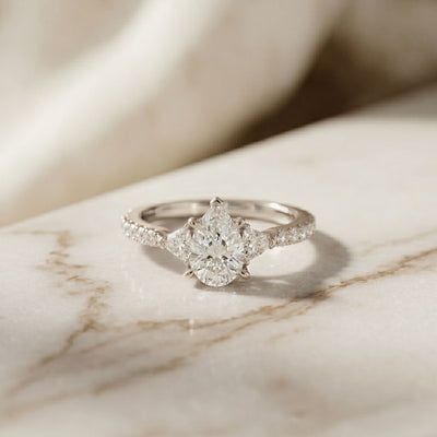 2CTW Pear Grace Lab Grown Diamond Valoria Three Stone Ring