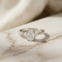 2CTW Pear Grace Lab Grown Diamond Valoria Three Stone Ring