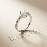 2CTW Pear Grace Lab Grown Diamond Valoria Three Stone Ring