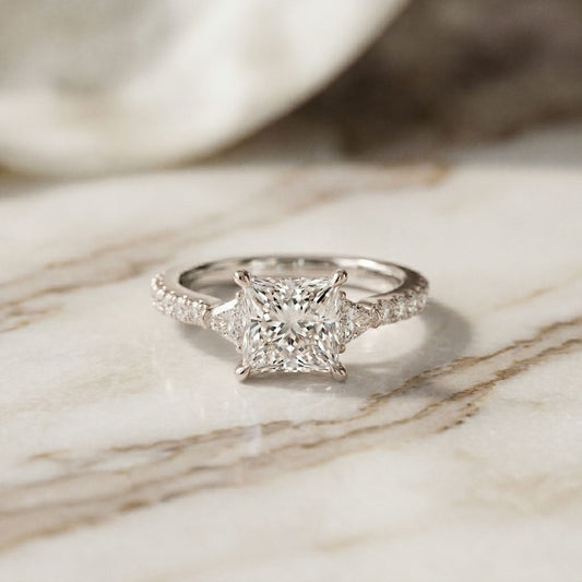 2CTW Princess Lab Grown Diamond Calystra Three Stone Ring