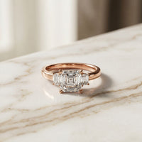 1.70CTW Asscher Evermont Lab Grown Diamond Three Stone Ring For Her