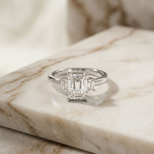 1.70CTW Emerald Westbridge Lab Grown Diamond Three Stone Ring