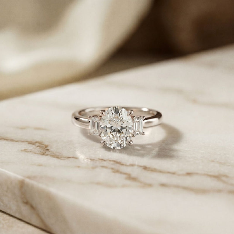 1.70CTW Oval Hartwell Lab Grown Diamond Three Stone Ring For Her