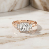 1.70CTW Princess Cut Kingsley Lab Grown Diamond Three Stone Ring