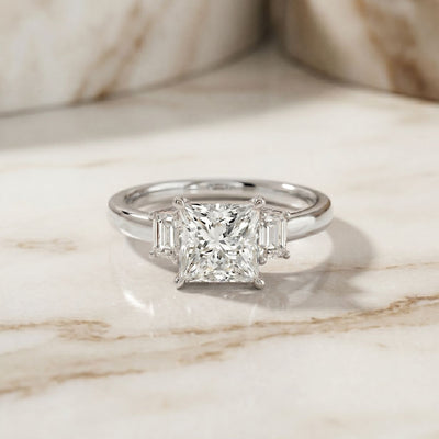 1.70CTW Princess Cut Kingsley Lab Grown Diamond Three Stone Ring