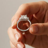 1.70CTW Princess Cut Kingsley Lab Grown Diamond Three Stone Ring