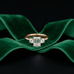 Valencia Lab Grown Diamond Three Stone Ring 1.70CTW Emerald Cut