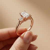 Valencia Lab Grown Diamond Three Stone Ring 1.70CTW Emerald Cut