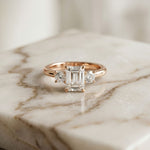 Valencia Lab Grown Diamond Three Stone Ring 1.70CTW Emerald Cut