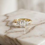 Valencia Lab Grown Diamond Three Stone Ring 1.70CTW Emerald Cut