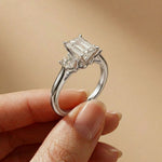 Valencia Lab Grown Diamond Three Stone Ring 1.70CTW Emerald Cut
