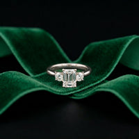 Valencia Lab Grown Diamond Three Stone Ring 1.70CTW Emerald Cut