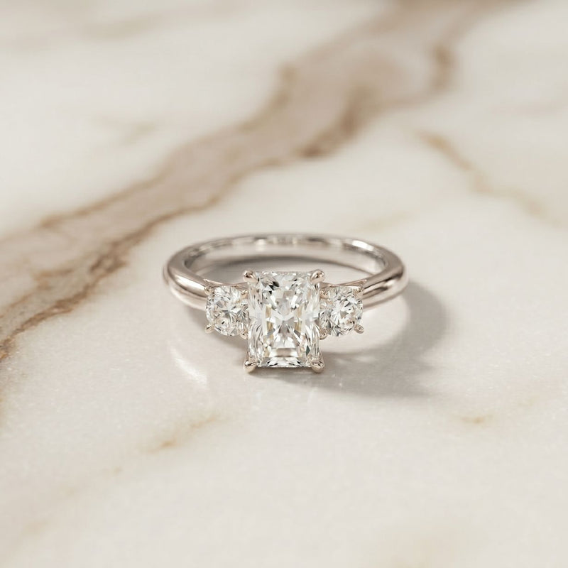 Radiant Cut Lab Grown Diamond Three Stone Ring 1.70CTW