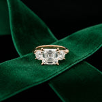 3.40CTW Asscher Valoria Lab Grown Diamond Three Stone Ring