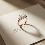 3.40CTW Asscher Valoria Lab Grown Diamond Three Stone Ring