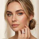 3.40CTW Asscher Valoria Lab Grown Diamond Three Stone Ring