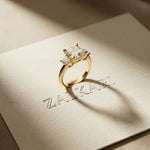 3.40CTW Asscher Valoria Lab Grown Diamond Three Stone Ring