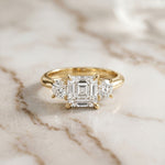 3.40CTW Asscher Valoria Lab Grown Diamond Three Stone Ring
