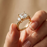 3.40CTW Asscher Valoria Lab Grown Diamond Three Stone Ring