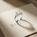 3.40CTW Asscher Valoria Lab Grown Diamond Three Stone Ring