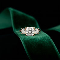 3.40CTW Cushion Rosalyn Lab Grown Diamond Three Stone Ring