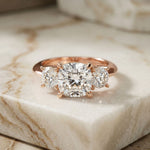 3.40CTW Cushion Rosalyn Lab Grown Diamond Three Stone Ring