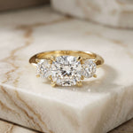 3.40CTW Cushion Rosalyn Lab Grown Diamond Three Stone Ring