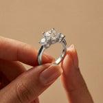 3.40CTW Cushion Rosalyn Lab Grown Diamond Three Stone Ring