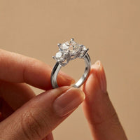 3.40CTW Cushion Rosalyn Lab Grown Diamond Three Stone Ring