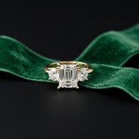 Valoria Lab Grown Diamond Three Stone Ring 3.40CTW Emerald Cut