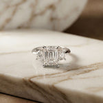 Valoria Lab Grown Diamond Three Stone Ring 3.40CTW Emerald Cut
