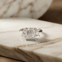 Valoria Lab Grown Diamond Three Stone Ring 3.40CTW Emerald Cut
