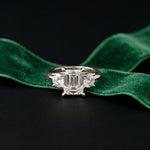 Valoria Lab Grown Diamond Three Stone Ring 3.40CTW Emerald Cut
