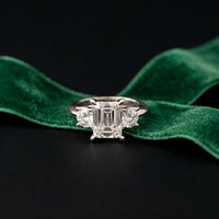 Valoria Lab Grown Diamond Three Stone Ring 3.40CTW Emerald Cut