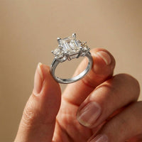 Valoria Lab Grown Diamond Three Stone Ring 3.40CTW Emerald Cut