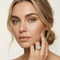 Valoria Lab Grown Diamond Three Stone Ring 3.40CTW Emerald Cut