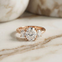 Aveline Lab Grown Diamond Three Stone Ring 3.40CTW Oval Cut