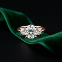 Aveline Lab Grown Diamond Three Stone Ring 3.40CTW Oval Cut