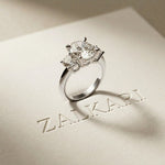 Aveline Lab Grown Diamond Three Stone Ring 3.40CTW Oval Cut