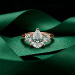 Elysia Lab Grown Diamond Three Stone Ring 3.40CTW Pear Cut